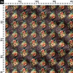 Brown Floral Cluster Print Fabric