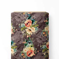 Brown Floral Cluster Print Fabric