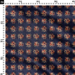 Gray Floral Cluster Print Fabric