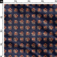 Grey Floral Cluster Print Fabric