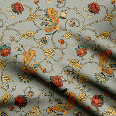Peacock & Lotus Harmony  Print Fabric