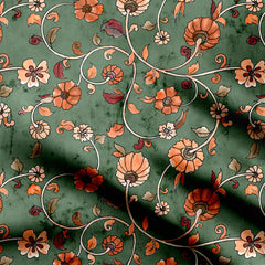 Majesty Green Kalamkari Print Fabric