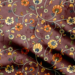 Majesty Brown Kalamkari Print Fabric