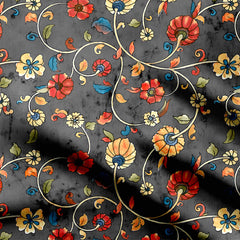 Majesty Grey Kalamkari Print Fabric