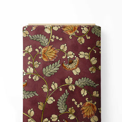 Maroon Chintz Kalamkari Print Fabric