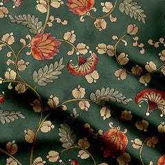 Green Chintz KalamkariPrint Fabric