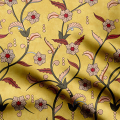 Tranquil Yellow Kalamkari Print Fabric