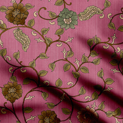 Poetry Lullaby Pink Kalamkari Print Fabric