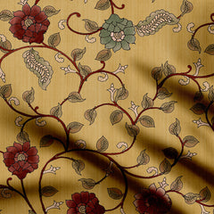 Poetry Lullaby Yellow Kalamkari Print Fabric
