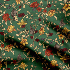 Peacock Prowess Loom kalamkari Print Fabric