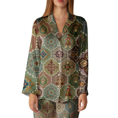 Majestic Mughal Silk Satin Fabric Co-Ord Set