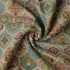 Majestic Mughal Silk Satin Fabric Co-Ord Set