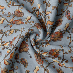 Cerulean Camellia Silk Satin Fabric Co-Ord Set