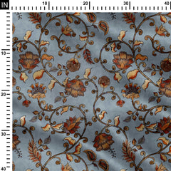 Cerulean Camellia Silk Satin Fabric Co-Ord Set