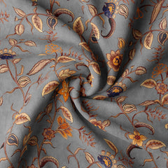 Silver Daisy Silk Satin Fabric Co-Ord Set