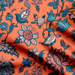 Orange Kalamkari Print Fabric