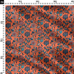 Orange Kalamkari Print Fabric