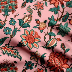 Peach Kalamkari Print Fabric