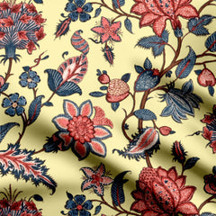 Creamy Kalamkari Print Fabric