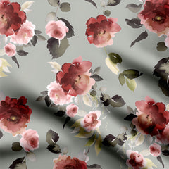 Stone Grey Gardenia Print Fabric