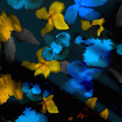 Blue Smudge Flowers Print Fabric