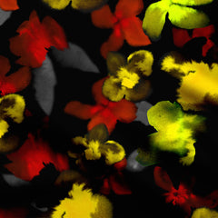 Yellow Smudge Flowers Print Fabric