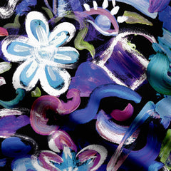 Dark Klutzy Flower Print Fabric