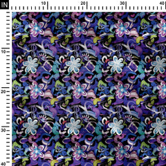 Dark Klutzy Flower Print Fabric