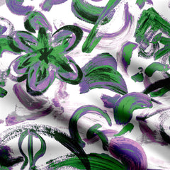 Purple Klutzy Flower Print Fabric
