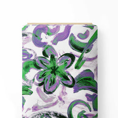 Purple Klutzy Flower Print Fabric