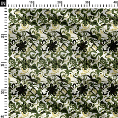 Olive Klutzy Flower Print Fabric