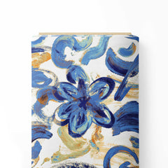 Cobalt Klutzy Flower Print Fabric