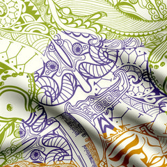 Green Doodle Print Fabric