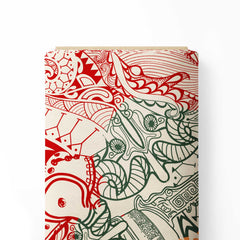 Red Doodle Print Fabric