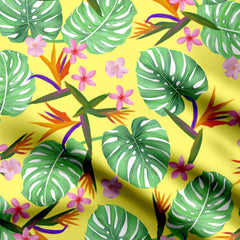 Yellow Alocasia Print Fabric