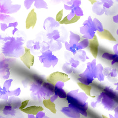 Lilac Watercolor Blooms Print Fabric