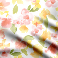 Morning Watercolor Blooms Print Fabric