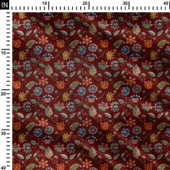 Rust Carnation Pattern Print Fabric