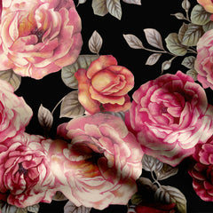 Rayon 1 Meter Midnight Rose Print Fabric