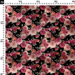 Rayon 1 Meter Midnight Rose Print Fabric