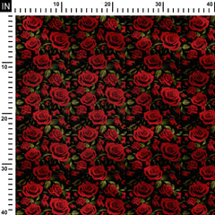 Red Rose Flower Print Fabric