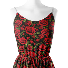 Red Rose Flower Print Fabric
