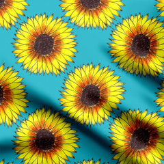 Satin linen 4 Meters Oversized Sunflowers Print Fabric