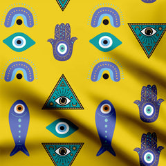 Evil Eye design Chinnon Chiffon Fabric