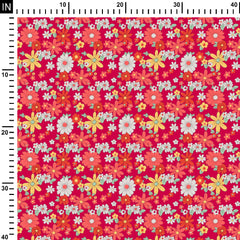 Viva magenta Multicolor Cotton Fabric