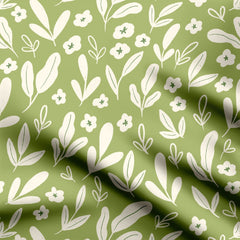 Leafy affair - green monochrome Satin Fabric