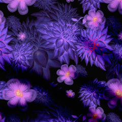 Rayon 1 Meter Dark Purple Flora Print Fabric