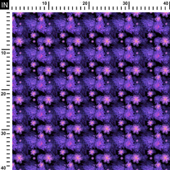 Rayon 1 Meter Dark Purple Flora Print Fabric