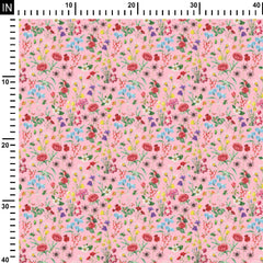 Rayon 1 Meter Pink Estate Print Fabric