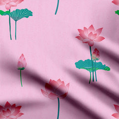 Rayon 4 Meters Lotus Pond in Pink Print Fabric